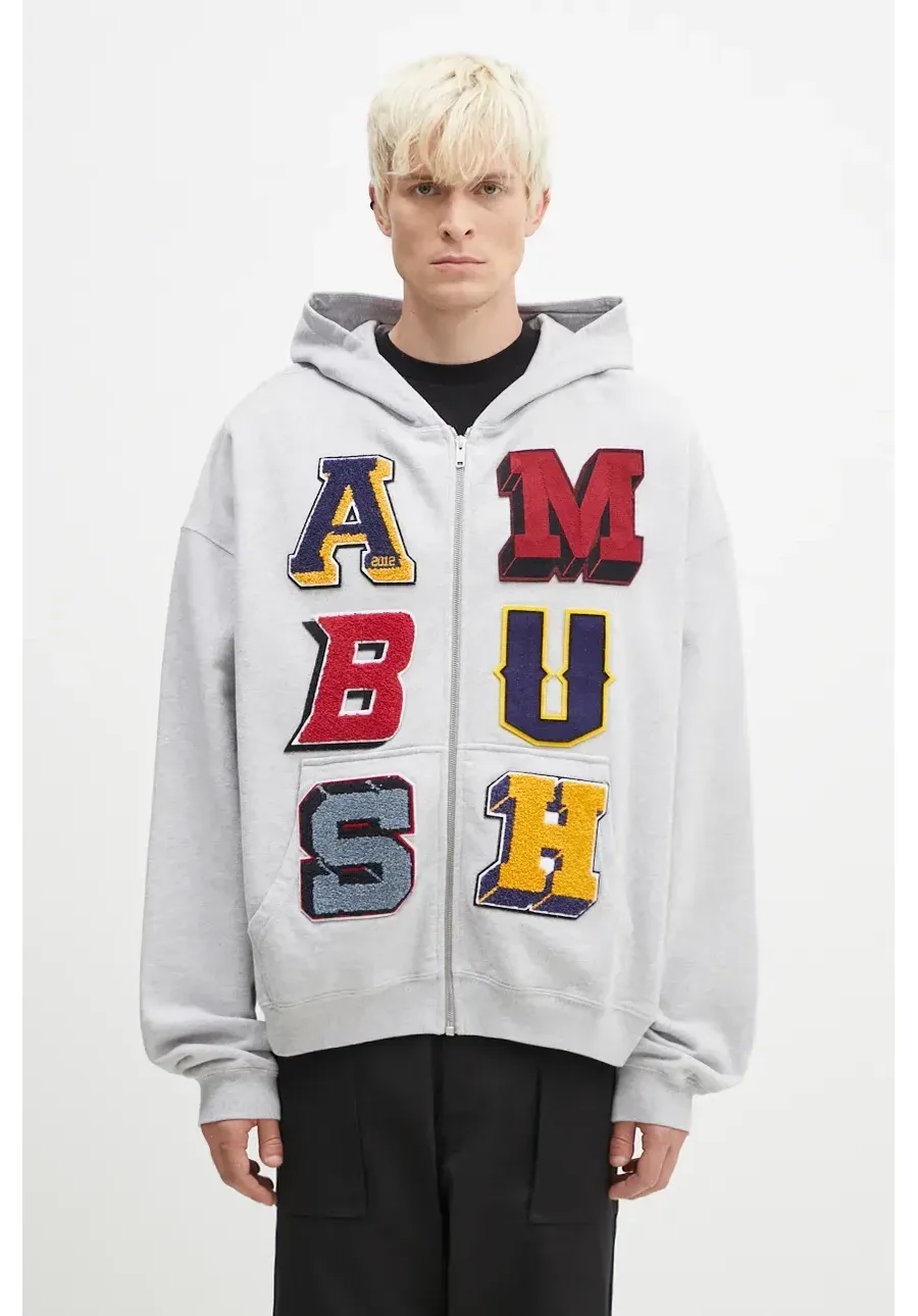 obrazek 1 AMBUSH bluza Zip Up Sweatshirt męska kolor szary z kapturem z aplikacją BMBE003F24FLE0020505