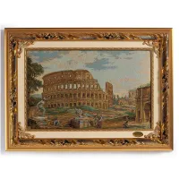 Zdjęcie Włoski gobelin przedstawiający Koloseum w drewnianej ramie