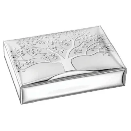 Zdjęcie Stylowe srebrne pudełko 15х20 cm z motywem drzewa
