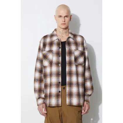 Zdjęcie Taikan koszula Heavyweight Plaid Shirt męska kolor brązowy regular z kołnierzykiem klasycznym TW0003.BRN