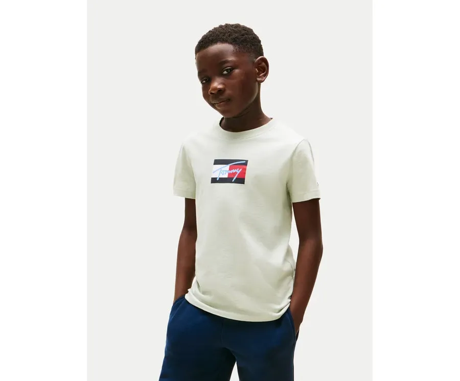 obrazek 1 Tommy Hilfiger T-Shirt Script Flag KB0KB09725 Zielony Regular Fit