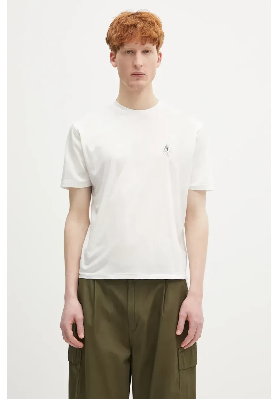 obrazek 1 C.P. Company t-shirt bawełniany męski kolor biały gładki 18CMTS256A110302W