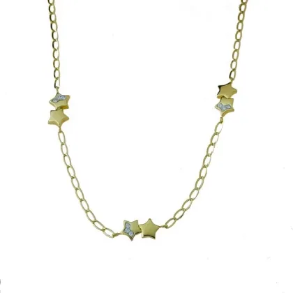 Zdjęcie Piękny choker z błyszczącymi i ozdobionymi cyrkoniami gwiazdkami z wydłużoną zawieszką 45 cm
