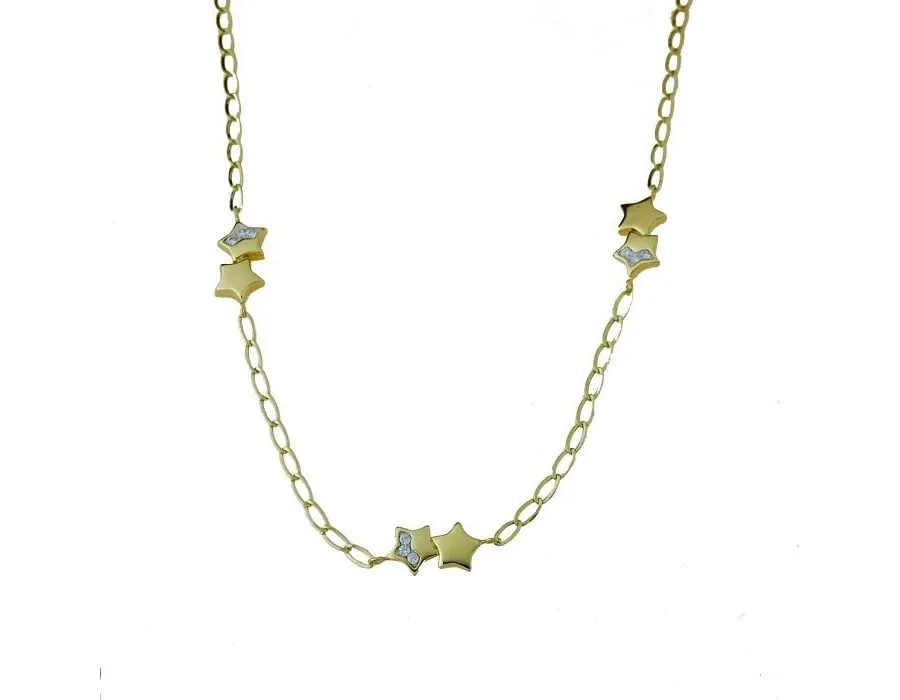 obrazek 1 Piękny choker z błyszczącymi i ozdobionymi cyrkoniami gwiazdkami z wydłużoną zawieszką 45 cm