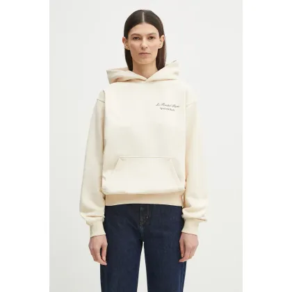 Zdjęcie Sporty & Rich bluza bawełniana Faubourg damska kolor beżowy z kapturem z nadrukiem ST070517619CR01