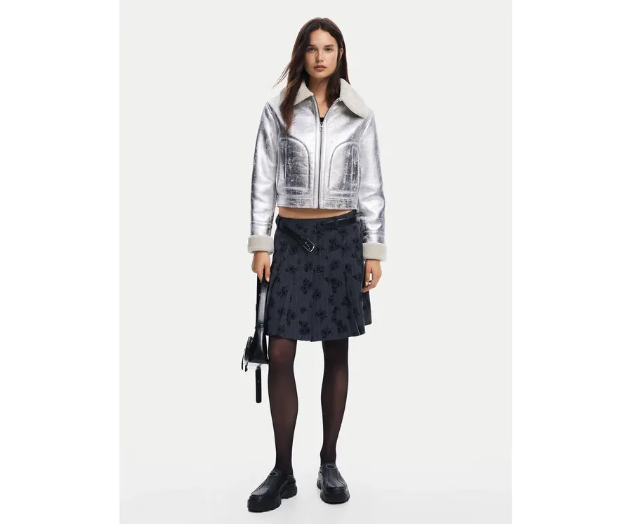 obrazek 1 Desigual Kurtka z imitacji skóry Londres 24WWEW32 Srebrny Regular Fit