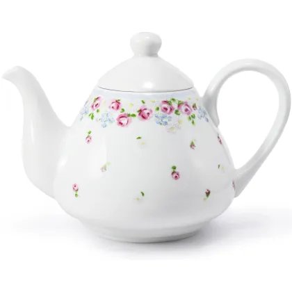 Picture A unique porcelain teapot with floral decoration from the RoseLine - Leander collection