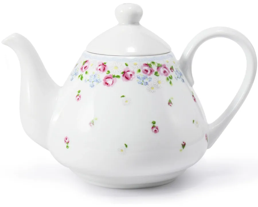 obrazek 1 Wyjątkowy porcelanowy czajniczek o kwiatowym zdobieniu z kolekcji RoseLine - Leander