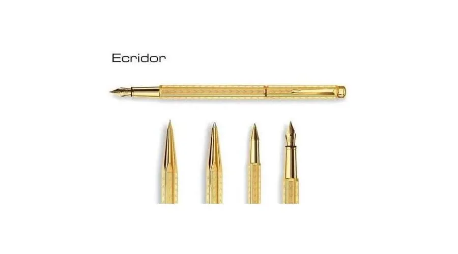 picture 3 Ecridor Fountain Pen - Chevron, gilded hexagonal body and trims
