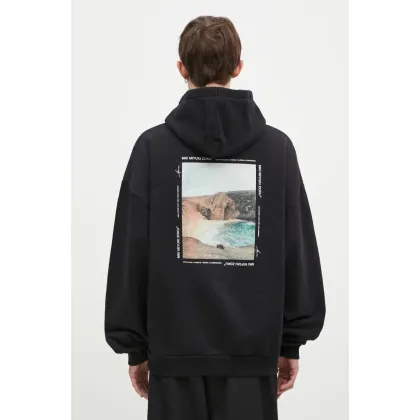 Zdjęcie MKI MIYUKI ZOKU bluza Resort Hoody męska kolor czarny z kapturem z nadrukiem RESORT.HOODY