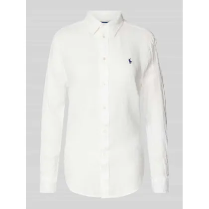 Zdjęcie Bluzka koszulowa o luźnym kroju z czystego lnu z listwą guzikową