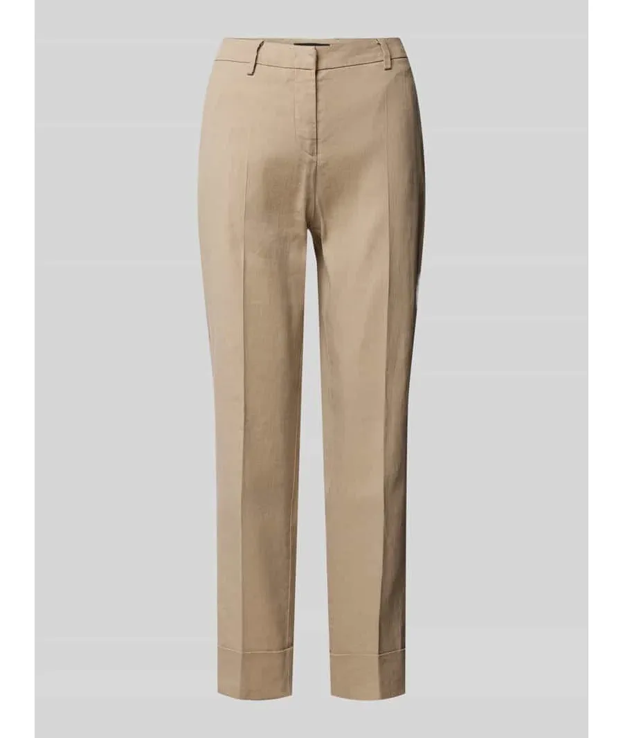 obrazek 1 Spodnie lniane o kroju regular fit ze szlufkami na pasek model ‘KRYSTAL’