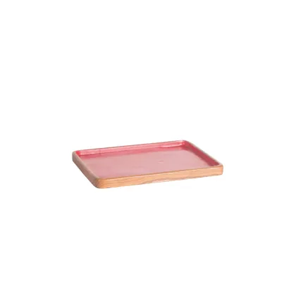 Picture Rectangular small Decor tray made of natural teak