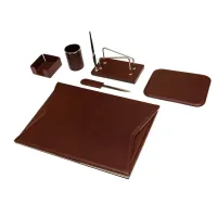 Picture Leather desk set, 6 pieces
