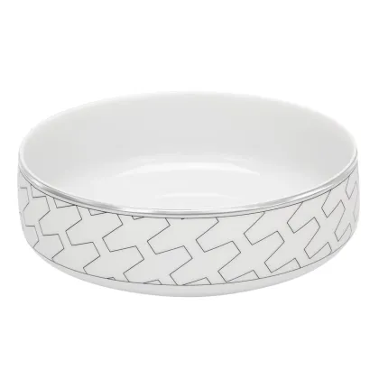 Zdjęcie Luksusowa porcelanowa miska na płatki Trasso z geometrycznym platynowym wzorem - Vista Alegre