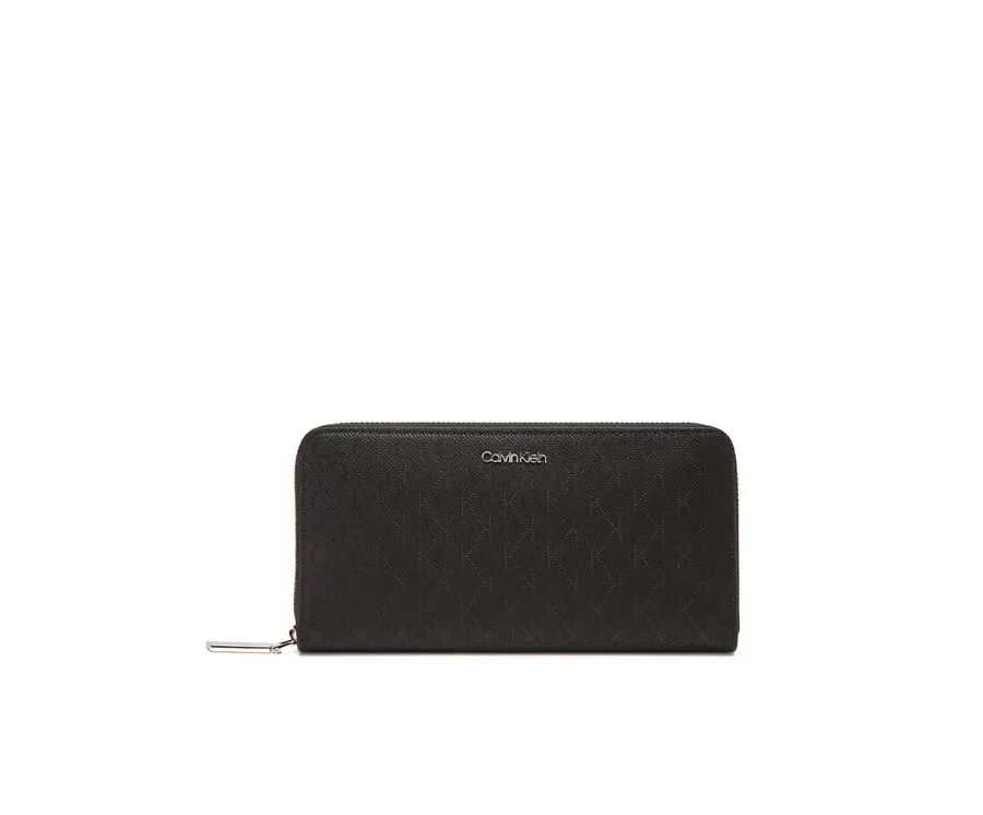 obrazek 1 Calvin Klein Duży Portfel Damski Ck Must Aop Large Zip Around LV04F1073G Czarny