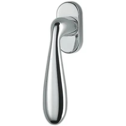 Zdjęcie Klamka do okien Lara z mosiądzu i krótkim szyldem