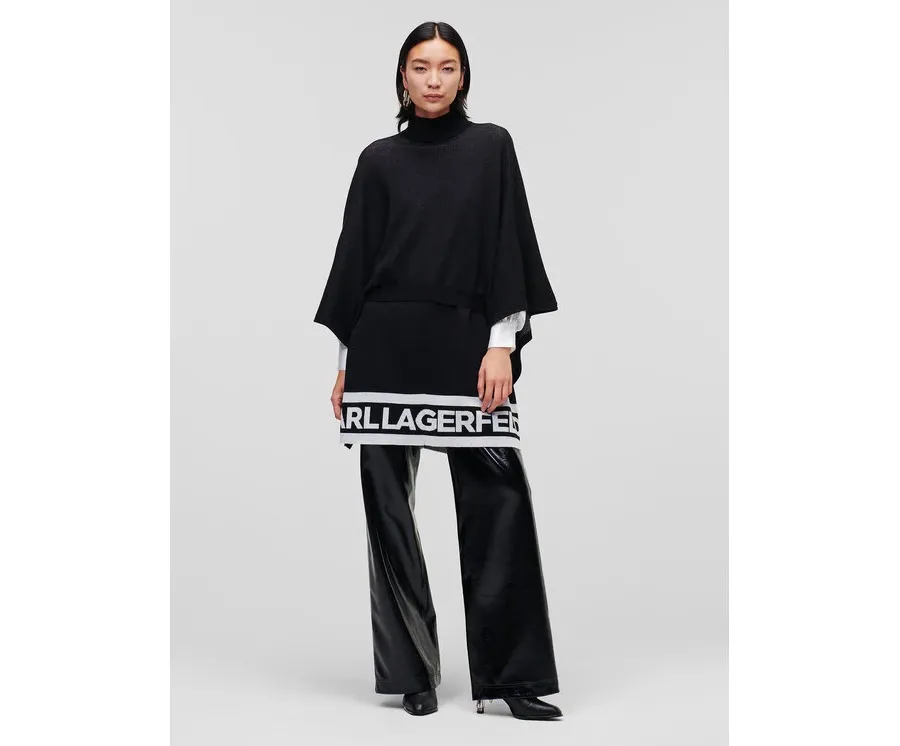 obrazek 1 KARL LAGERFELD Ponczo Logo 226W2010 Czarny Relaxed Fit