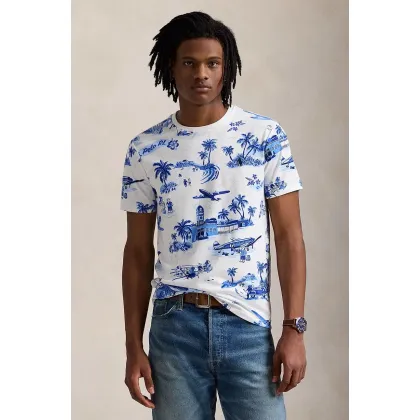 Zdjęcie Polo Ralph Lauren t-shirt bawełniany męski kolor niebieski wzorzysty 710963814