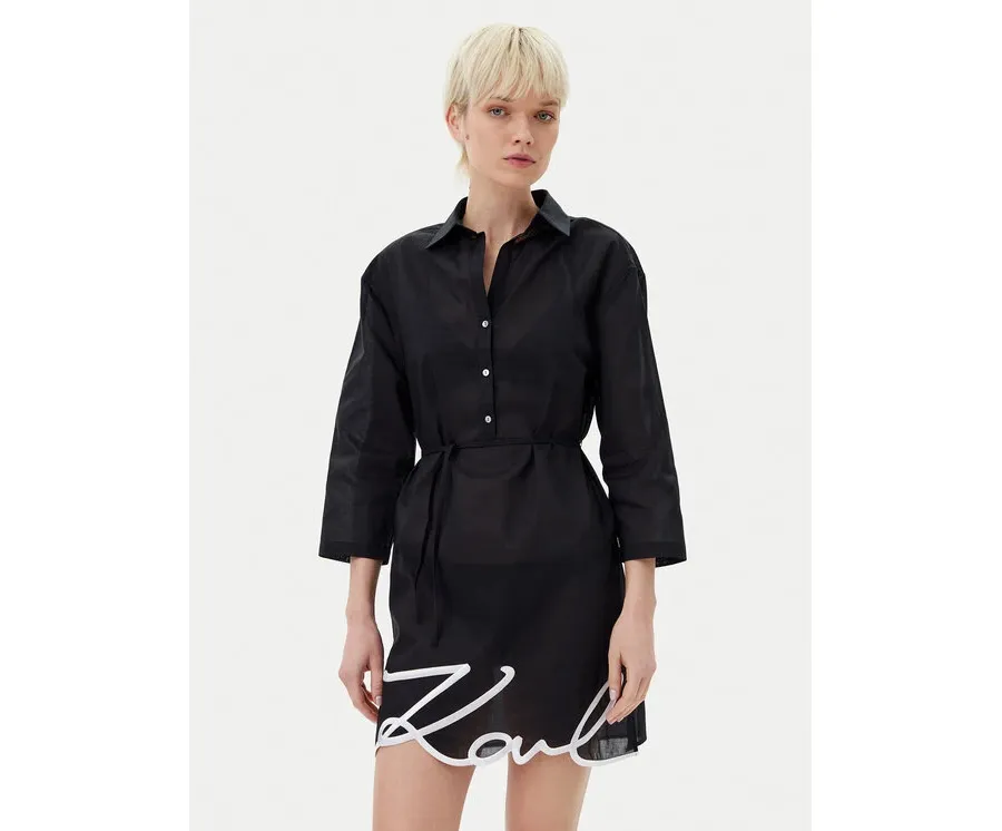 obrazek 1 KARL LAGERFELD Sukienka koszulowa A1W46006 Czarny Regular Fit