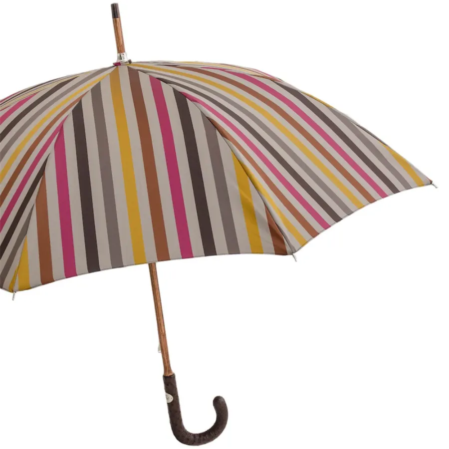 obrazek 6 Piękny parasol męski w wielokolorowe paski z oryginalną rączką - Pasotti