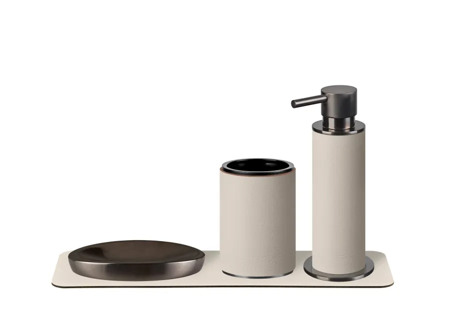 obrazek 2 Elegancki dozownik o wymiarach Ø7xH19 cm w kolorze waniliowym