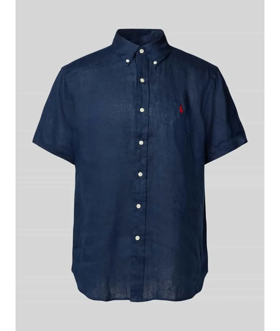 obrazek 1 Koszula lniana o kroju custom fit z kołnierzykiem typu button down