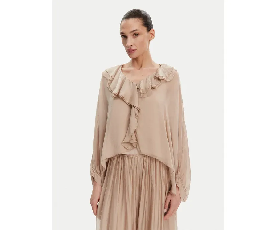 obrazek 1 ViCOLO Bluzka TD0019 Beżowy Oversize