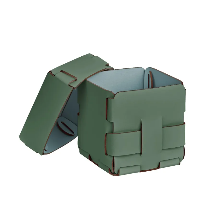 obrazek 2 Ekskluzywny mały pleciony koszyk Bottega 12x12xH13 cm w kolorze liści eukaliptusa