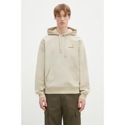 Zdjęcie Carhartt WIP bluza Hooded American Script Sweat męska kolor beżowy z kapturem gładka I028279.2LPXX