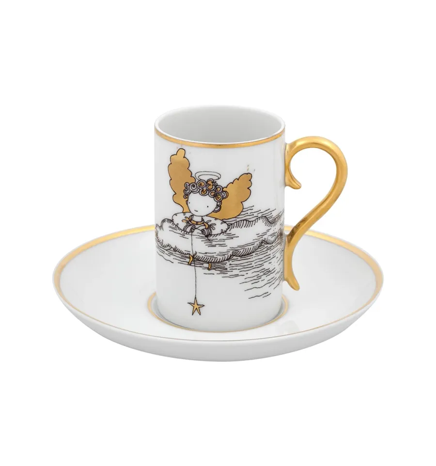 obrazek 3 Zestaw 2 porcelanowych filiżanek do kawy ze spodkami z wizerunkiem aniołów - Vista Alegre