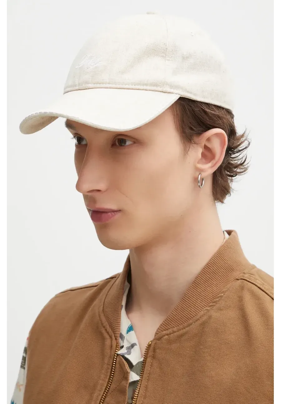 obrazek 1 Drôle de Monsieur czapka z daszkiem La Casquette Drule Lin kolor beżowy gładka G-CP168-LI008-LBG