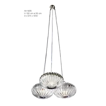 Zdjęcie Żyrandol z trzema szarymi kryształowymi elementami - Il Paralume Marina