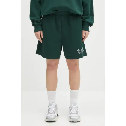 Zdjęcie Sporty & Rich szorty bawełniane Ny 94 Gym Short damskie kolor zielony z nadrukiem high waist SH039606034WH01