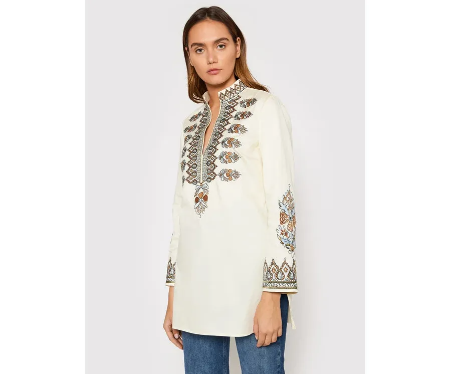 obrazek 1 Tory Burch Tunika Embroidered 87518 Beżowy Relaxed Fit