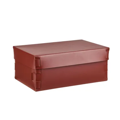 Zdjęcie Eleganckie pudełko Snob 32x20xH13,5 cm wykonane ze skóry w kolorze bordowym