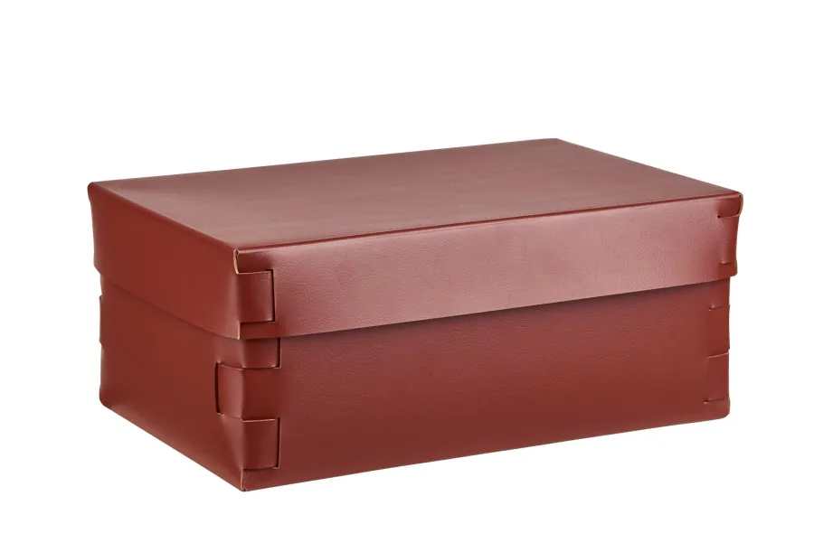 obrazek 1 Eleganckie pudełko Snob 32x20xH13,5 cm wykonane ze skóry w kolorze bordowym