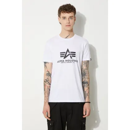 Zdjęcie Alpha Industries t-shirt bawełniany Basic T-Shirt kolor biały z nadrukiem 100501.09