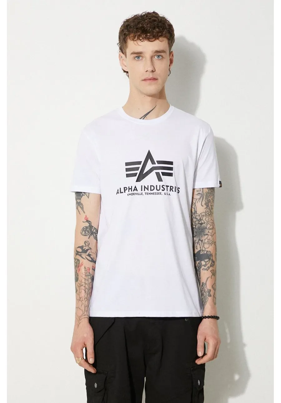 obrazek 1 Alpha Industries t-shirt bawełniany Basic T-Shirt kolor biały z nadrukiem 100501.09