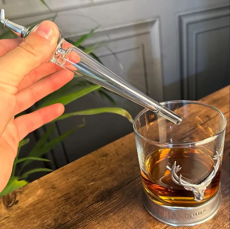 obrazek 2 Szklana pipeta do whisky z dodatkiem pewteru