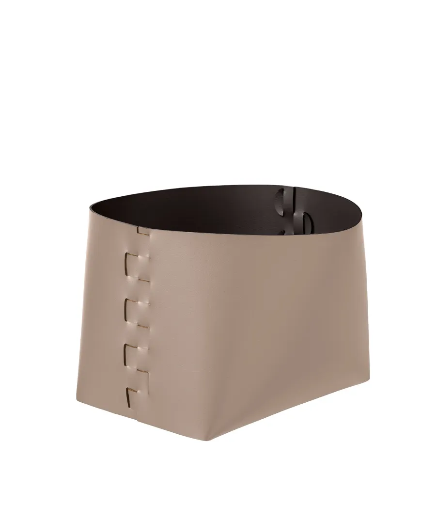 obrazek 1 Stylowy skórzany kosz Helena 35x30xH26 cm w kolorze cappuccino