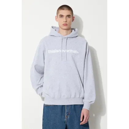 Zdjęcie thisisneverthat bluza bawełniana T-logo LT Hoodie męska kolor szary z kapturem z nadrukiem TN240TSWHO01