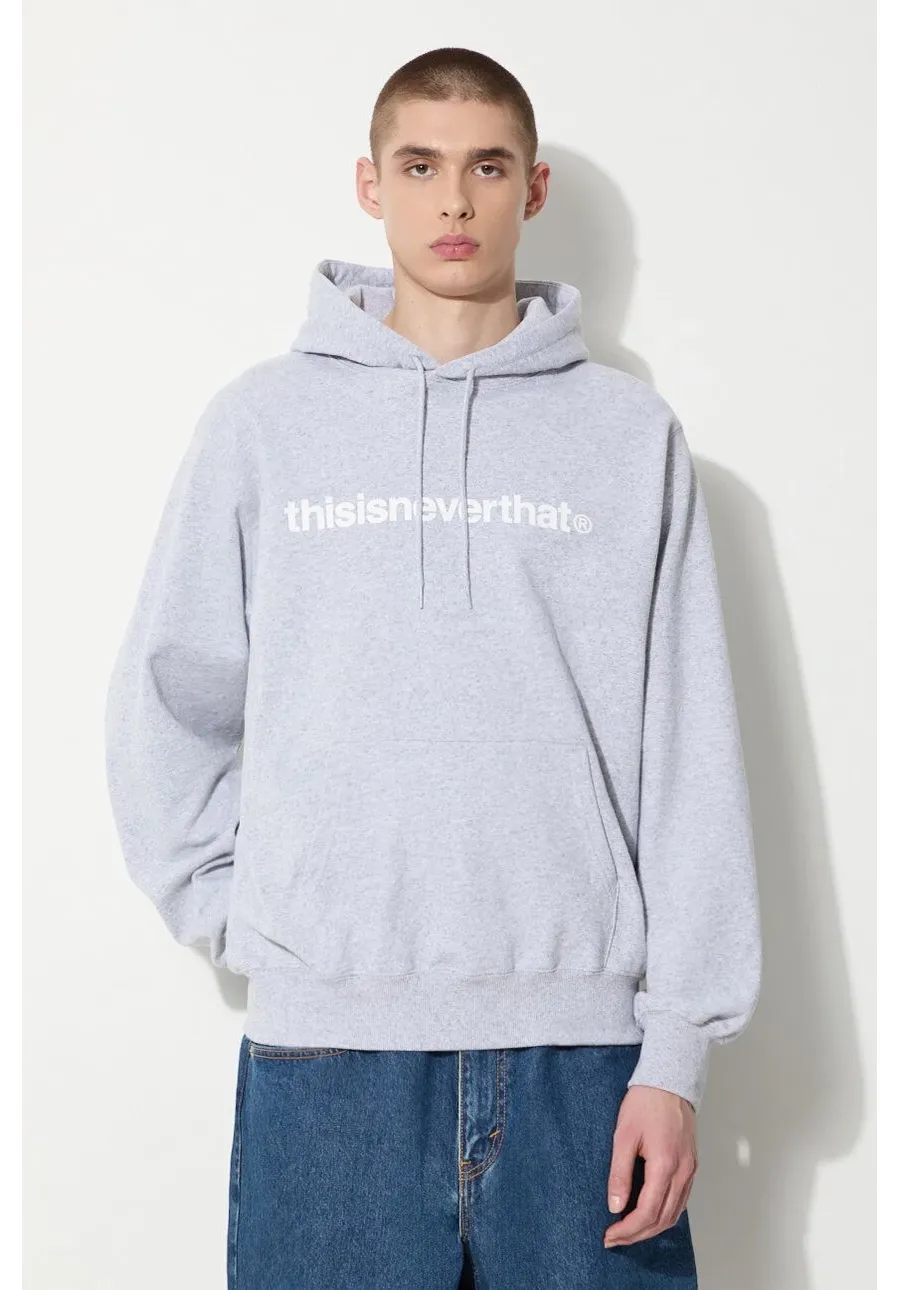obrazek 1 thisisneverthat bluza bawełniana T-logo LT Hoodie męska kolor szary z kapturem z nadrukiem TN240TSWHO01