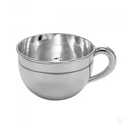 Picture Elegant silver milk cup with a teddy bear motif for a child - Zaramella Argenti