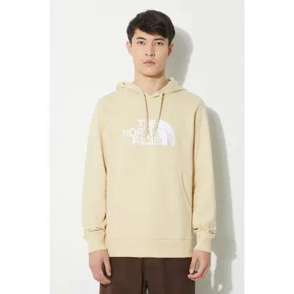Zdjęcie The North Face bluza bawełniana M Light Drew Peak Pullover Hoodie męska kolor beżowy z kapturem z nadrukiem NF00A0TE8D61