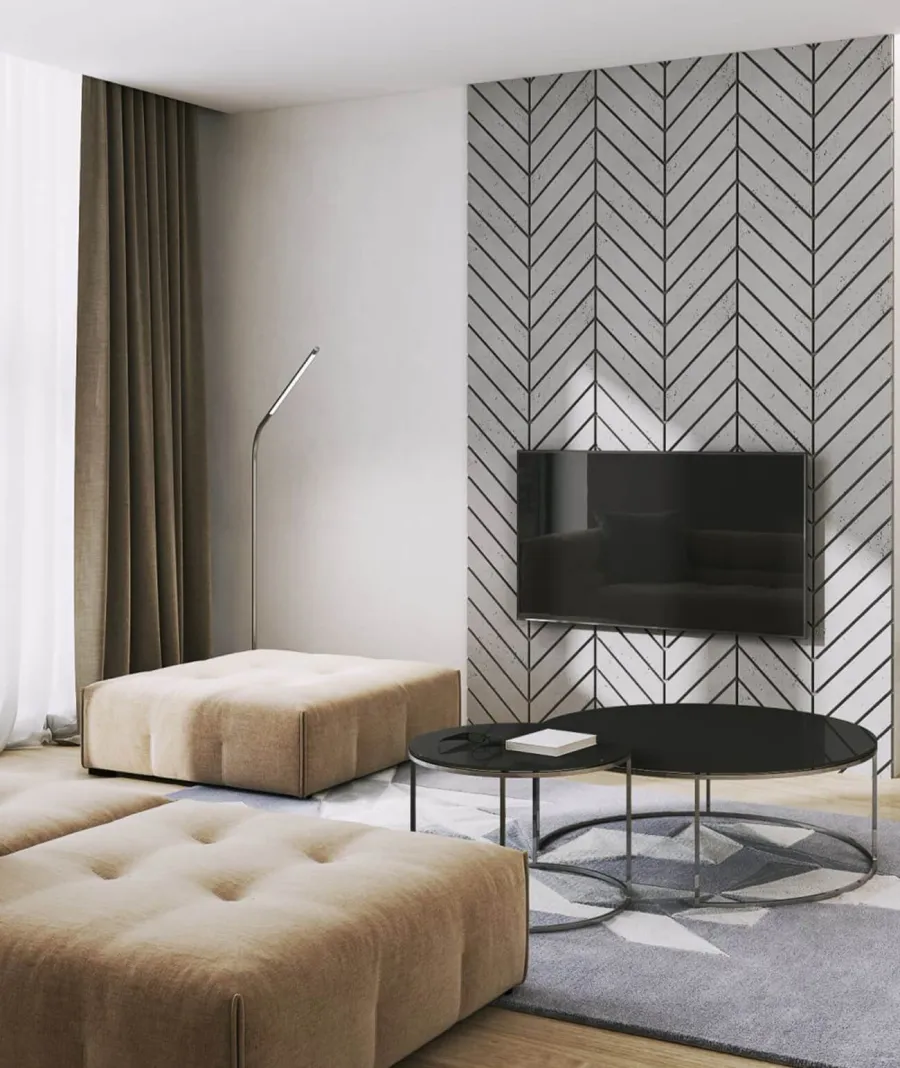 obrazek 1 118,8x60 cm VT - PB44 (B15 czarny) JODEŁKA - Panel dekor 3D beton architektoniczny