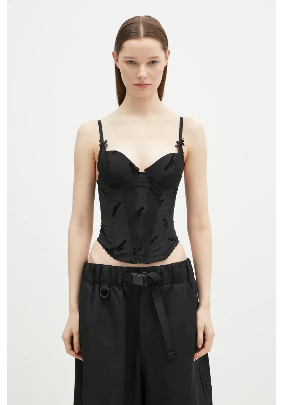 obrazek 1 VETEMENTS top Corset Top kolor czarny z aplikacją WA66TO200B