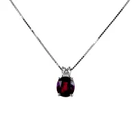 Picture Italian necklace with an oval ruby pendant with a diamond