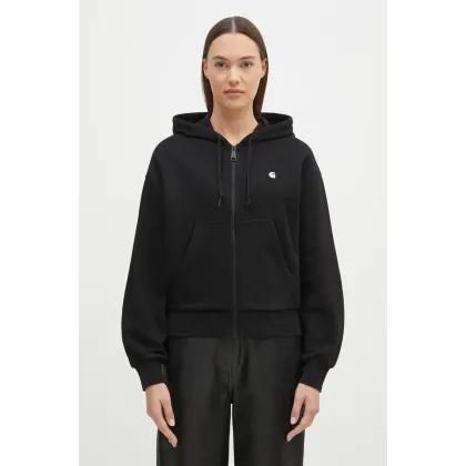 Zdjęcie Carhartt WIP bluza bawełniana damska kolor czarny z kapturem gładka