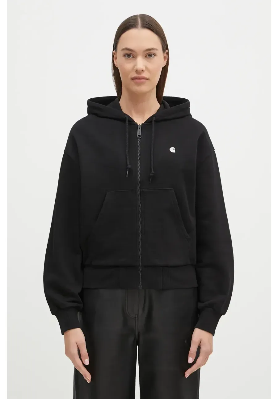 obrazek 1 Carhartt WIP bluza bawełniana damska kolor czarny z kapturem gładka